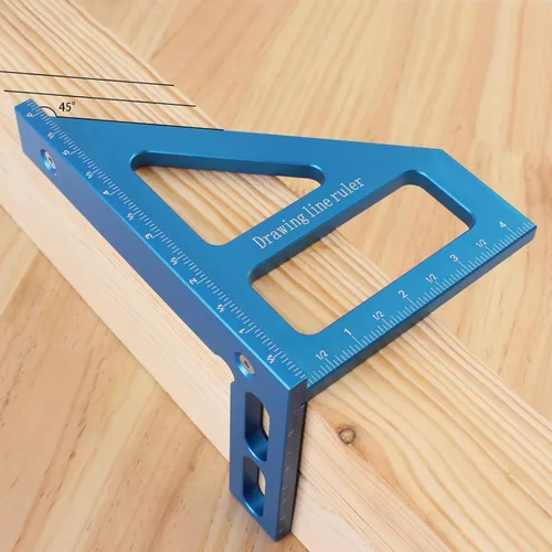 Vista 5 de Regla de medición multiángulo imperial 3D de 6 pulgadas, transportador cuadrado de carpintería de aleación de aluminio de 45/90 grados, línea