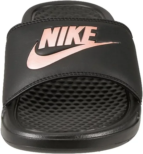 Vista 3 de Nike Sandalias Benassi Just Do It Slide para mujer (NEGROROSEORO, numeric_7), Negro, rosa, oro