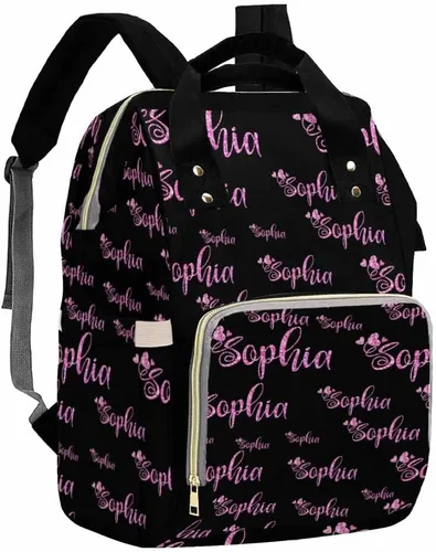 Vista 37 de Artsadd Bolsos para pañales personalizados con nombre, mochila monograma, regalos para baby shower, pattern 01, Tamaño único, Mochilas Daypack