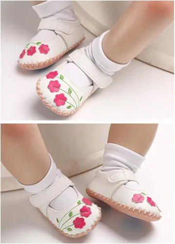Vista 2 de Meckior - Zapatos de vestir para bebé y la princesa niña, hechos a mano, para niños y niñas, de cuero sintético, antideslizante, para cuna