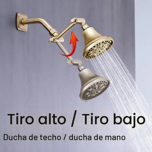 Vista 2 de TRUSTMI Extensión de brazo de ducha ajustable de 4 pulgadas, latón Latón cepillado dorado.