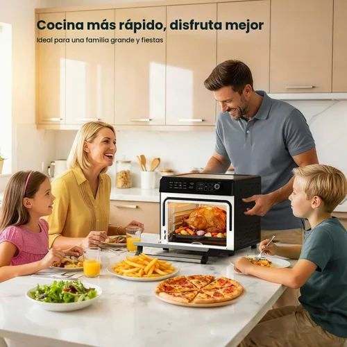 Vista 3 de Kismile Combo de horno tostador y freidora de aire 25QT, 12 en 1, acero Negro