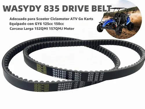 Vista 2 de 2-Pack 835-20-30 Correa de transmisión reforzada de carrera CVT de repuesto para GY6 125cc 150cc Caja larga 152QMI 157QMJ Motor, Compatible