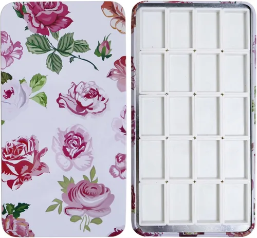 Vista 23 de FCLUB Paleta de latas de acuarela con 20 bandejas vacías completas con rayas magnéticas DIY tu kit de acuarela de viaje