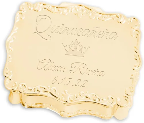 Vista 12 de Cherished Moments Joyero rectangular personalizado con mensaje Mensaje personalizado de oro