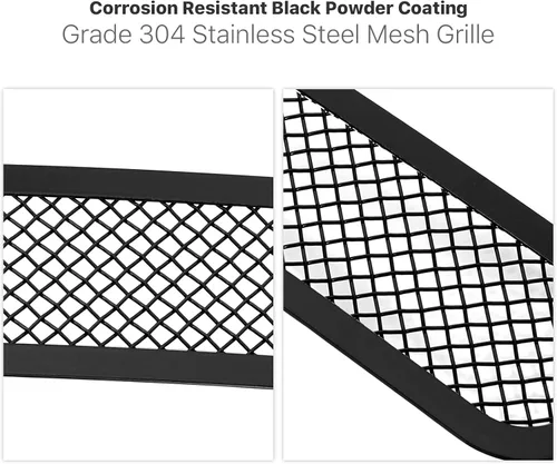 Vista 4 de APS Compatible con Chevy Silverado 2500HD 3500HD 2011-2014 Parachoques inferior de acero inoxidable de malla negra Rejilla frontal Inserto C76832H