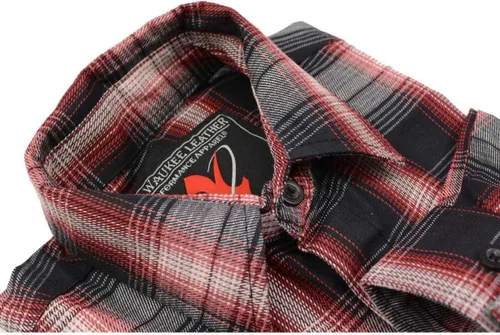 Vista 8 de Milwaukee Leather MNG11659 Men's Black and White with Red Long Sleeve Cotton Flannel Shirt
