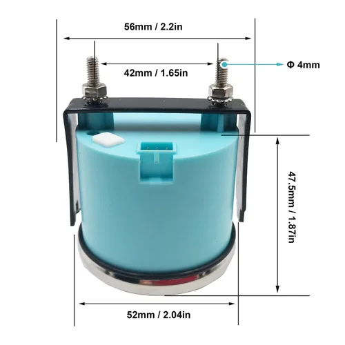 Vista 2 de Medidor de nivel de combustible digital de 2" 0-190ohm con fondo de color rojo claro 52mm 12V/24V con soporte para medidor