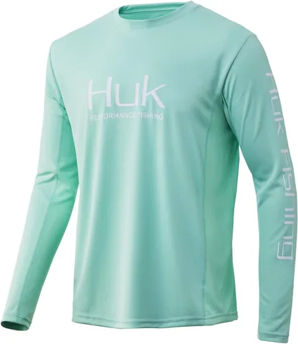 Vista 45 de HUK Camisa de manga larga Icon X para hombre, camisa de pesca de alto rendimiento Azul celeste