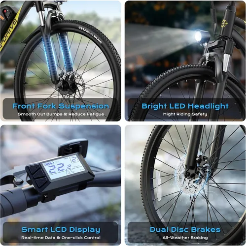 Vista 6 de Bicicleta de montaña eléctrica para adultos, motor de pico de 750 W, bicicleta eléctrica de 22 MPH, batería de 48 V, 50 millas, bicicleta eléctrica