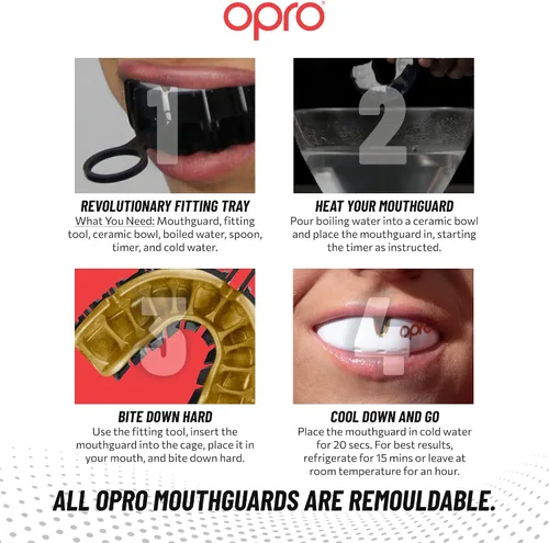 Vista 5 de OPRO Protector bucal Gold Level - Protector bucal moldeable con ajuste cómodo de primera calidad y protección multicapa para boxeo, artes marciales