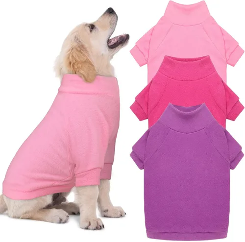 Vista 9 de Pack de 3 suéteres para perros de felpa, ropa para mascotas, cuello alto, suéter suave y cálido para perros pequeños, suéter para cachorros