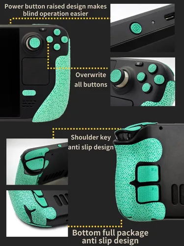 Vista 3 de Controller Grip for Steam Deck,Textured Skin kit,for Steam Deck Anti-Skid Sweat-Absorbent Controllers Handle Grips, Buttons (Normal-Obsidian Black)