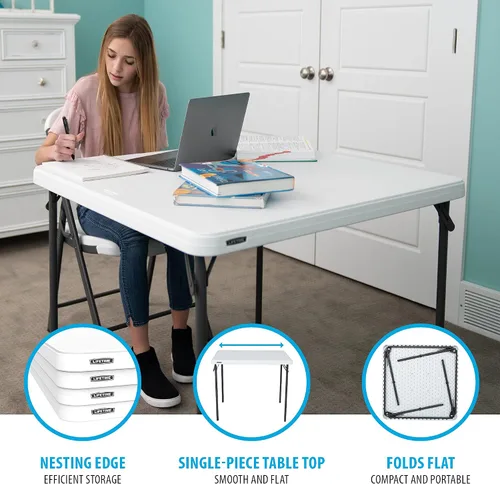 Vista 16 de LIFETIME 80783 Mesa Plegable Cuadrada de Grado Comercial de 37 Pulgadas para Cartas, Granito Blanco
