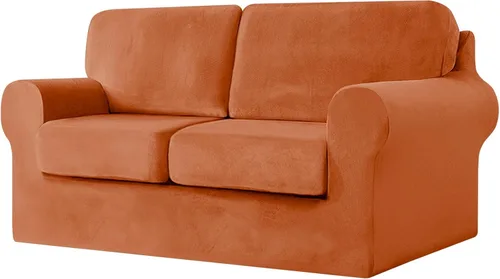 Vista 32 de UNBBRRL Fundas de sofá de 3 piezas para sofá, funda de terciopelo elástico para sillón con 1 funda de cojín de asiento y 1 funda de respaldo