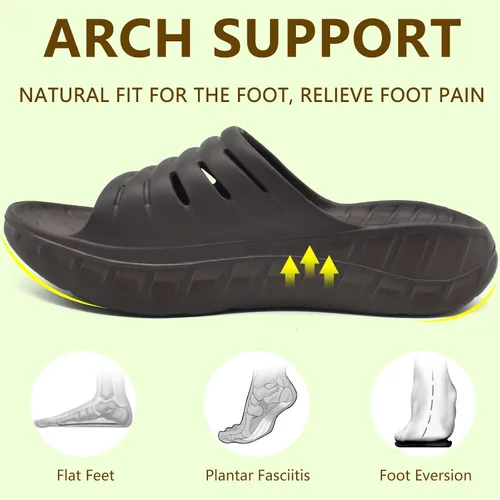 Vista 2 de GPOS Sandalias de recuperación deportiva para hombre, para fascitis plantar, gruesas, acolchadas, ligeras, cómodas, ortopédicas