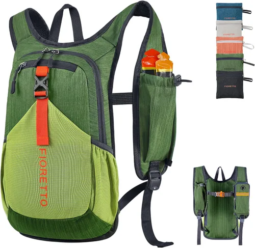 Vista 14 de FIORETTO Mochila de 15L para senderismo para mujeres y hombres, mochila mini plegable, mochila ligera pequeña para acampar, viajar, actividades al