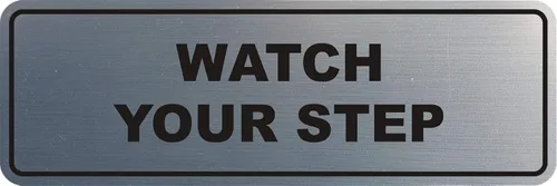 Vista 23 de Signs ByLITA Letrero estándar para pared o puerta con texto en inglés «Watch Your Step», señalización de salud y seguridad (negro), mediano