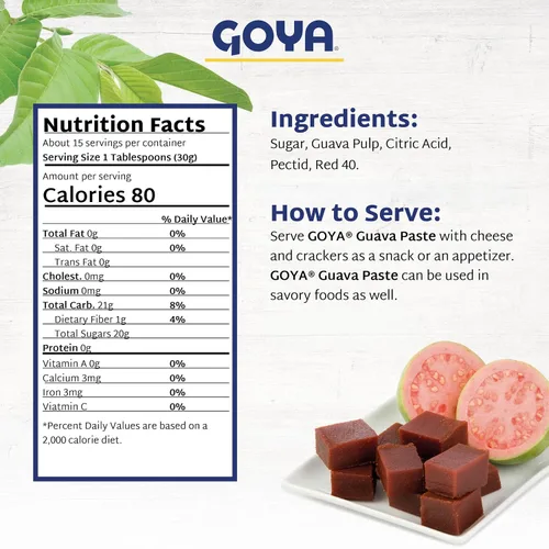 Vista 3 de Goya Pasta de guayaba/pasta de guayaba 16 onzas (1 libra, 16.01 oz) barras (paquete de 2) por Goya Tropical Fruit Spread for Pastries, Baking and