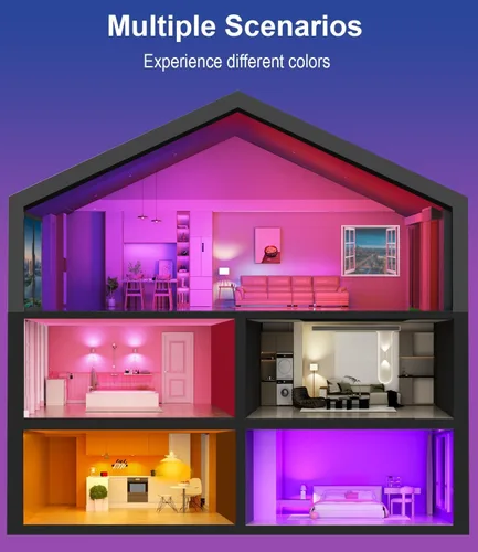 Vista 6 de luckystyle Bombillas inteligentes, 9 W, A19, E26, 800 lúmenes, WiFi, Bluetooth, bombillas LED compatibles con Alexa, Google Assistant y Home, 16
