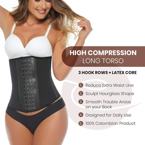 Vista 3 de CORALIE LONG TORSO - Entrenador de cintura de látex para mujer, faja de faja colombiana, faja deportiva de reloj de arena