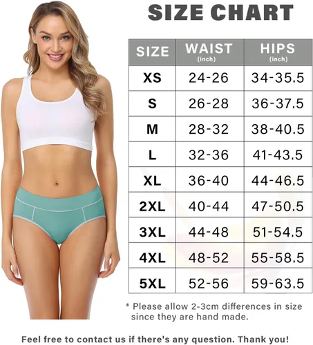 Vista 5 de wirarpa - Ropa interior elástica de algodón para mujer, cómodas, de media cintura, pantaletas transpirables, Multipaquete