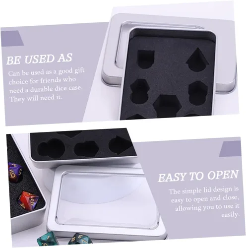 Vista 2 de TOYANDONA Caja de almacenamiento de dados de 8 piezas, mini contenedores con tapa, caja de dados de metal, soportes de metal, caja organizadora