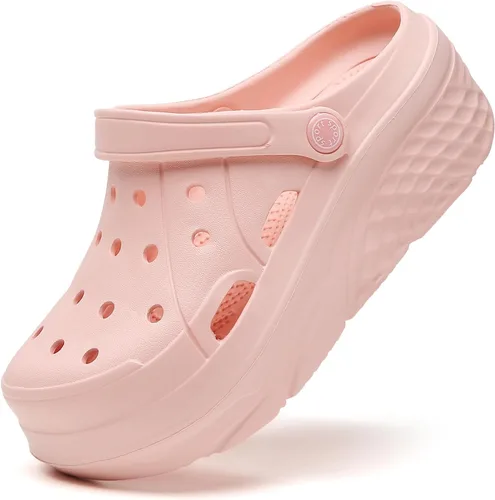 Vista 10 de SECHRITE Zuecos de plataforma para mujer, zapatos de jardín, impermeables, para playa, piscina, sandalias de verano, pantuflas para el hogar
