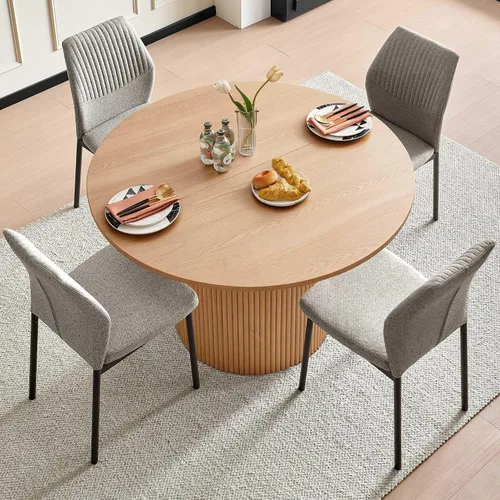 Vista 16 de Juego de 2 sillas de comedor de piel sintética marrón, cómodas sillas de cocina tapizadas sin brazos con patas de metal negro para sala de estar