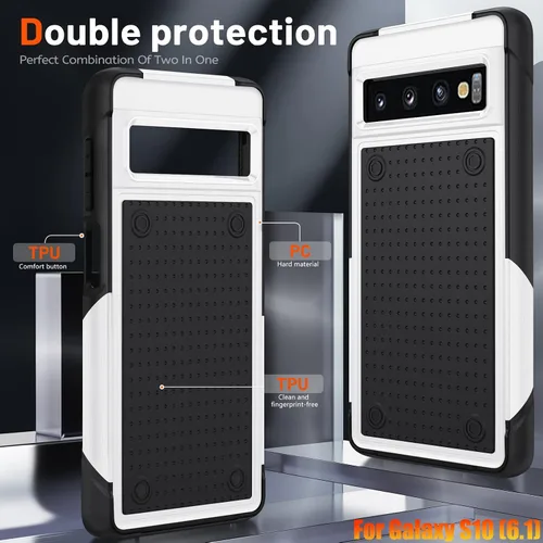 Vista 5 de Funda resistente para Samsung Galaxy S10 de 6.1 pulgadas, 4 esquinas con bolsas de aire [protección contra caídas de 12 pies], agarre texturizado