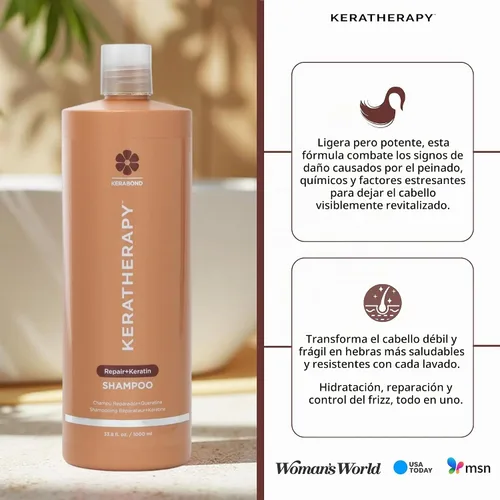 Vista 7 de KERATHERAPY KeratinFIXX Champú reparador con infusión de queratina, 33.8 onzas líquidas, 33.8 fl oz – Champú reparador para cabello seco, dañado