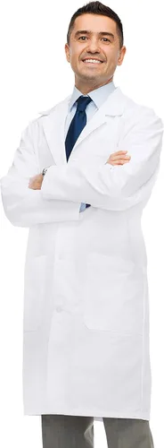 Vista 2 de NY Threads Abrigo de laboratorio profesional para hombres, abrigo médico largo de polialgodón de manga completa