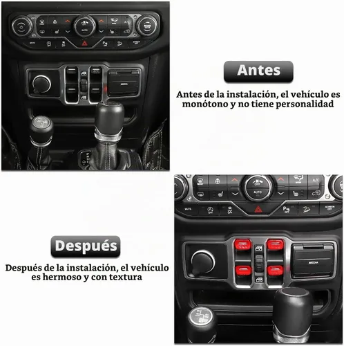 Vista 2 de RT-TCZ - Cubierta decorativa para interruptor de botón de ventana de consola central, accesorios interiores compatibles con Jeep Wrangler JL JLU
