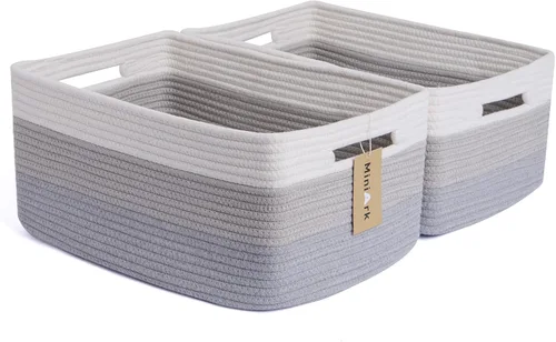 Vista 11 de MiniArk Cestas grandes de almacenamiento para estantes, organizadores de armario, para ropa, manta, toallas, guardería, caja de juguetes, cestas