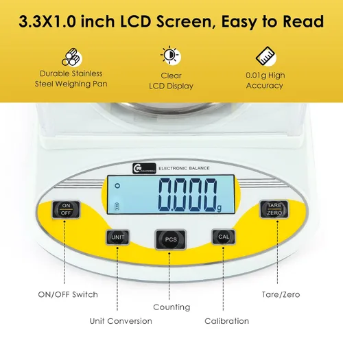 Vista 2 de CGOLDENWALL Balanza analítica de 0.00 oz, báscula de laboratorio electrónica de 1 mg báscula analítica de precisión báscula de joyería, báscula