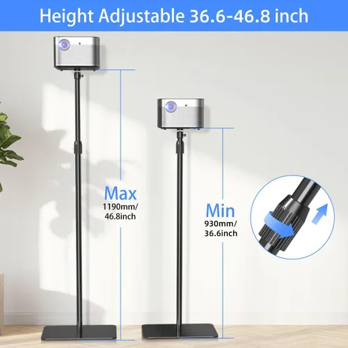 Vista 2 de suptek Soporte para proyector giratorio de 360°, altura ajustable de 36.6-48.8 pulgadas, soporte de montaje para mini proyector, compatible