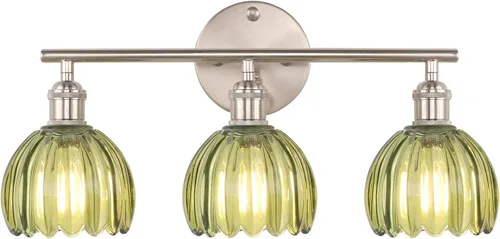 Vista 154 de Shenmoyl Lámparas de baño, lámpara de pared de 2 luces para tocador sobre espejo con pantalla de vidrio tulipán blanco para dormitorio, sala
