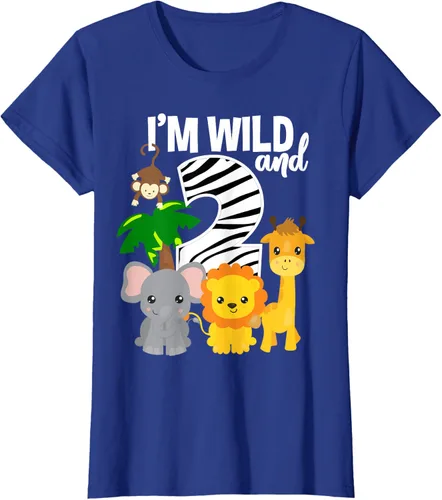 Vista 48 de Camiseta de cumpleaños con temática de zoológico de I'm Wild and 2, Negro, S