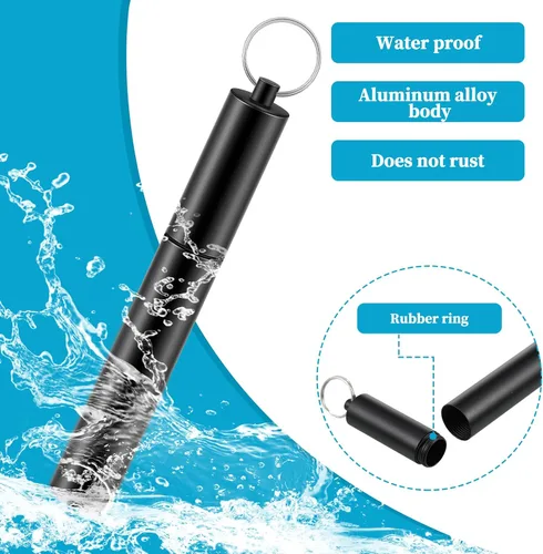 Vista 4 de Bokon 6 piezas de tubo de almacenamiento de metal para palillos de dientes, tubos herméticos de aluminio para llavero, llavero - Pastillero portátil