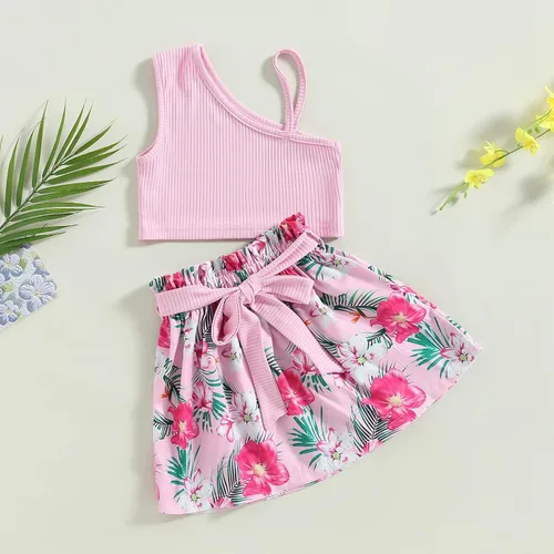 Vista 177 de TheFound Trajes de verano para niñas pequeñas, sin mangas, de punto acanalado, halter, pantalones cortos, ropa para recién nacidos, conjunto de 3