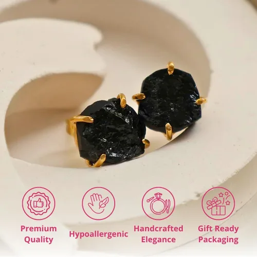 Vista 14 de Gempires Natural Raw Prong Setting Stud Earrings, 8-10 mm Crystals Earring, Handmade Jewelry, Gift for Her