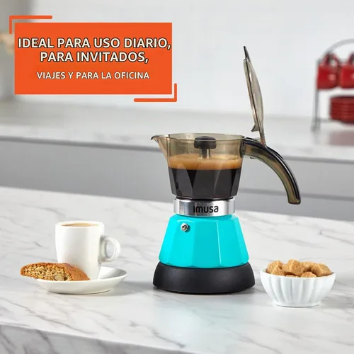 Vista 7 de IMUSA Cafetera Eléctrica de Espresso de 3 o 2 Tazas, Verde Azulado