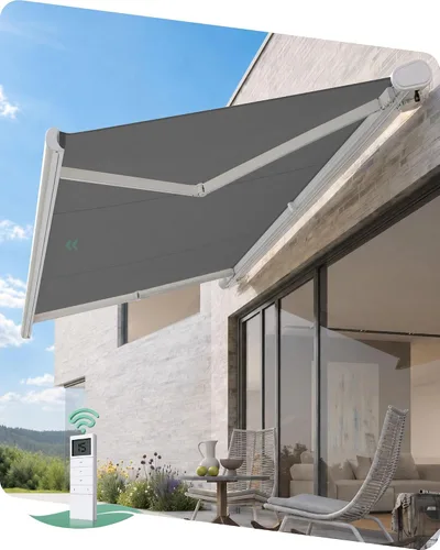 Vista 10 de Yoolax 12' x 8.2' Motorized Retractable Awning for Patio with Solar Powered Beige