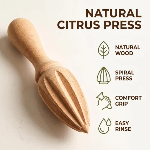 Vista 3 de Exprimidor de cítricos de madera y limón – Exprimidor manual manual de cítricos/naranja Herramienta exprimidora de frutas portátil para el hogar