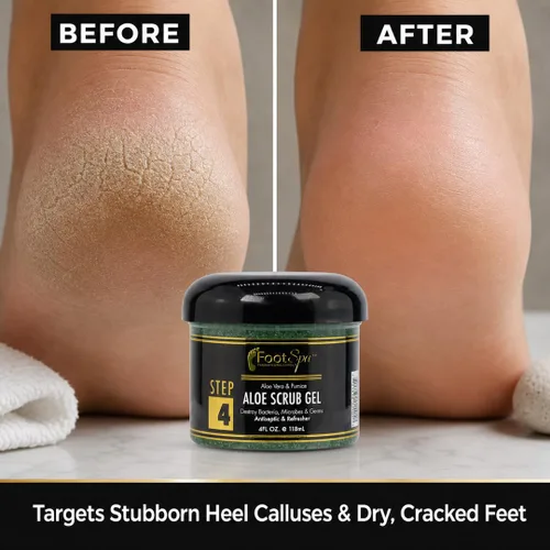 Vista 4 de FOOT SPA - Gel exfoliante de 4 onzas, para manicura, pedicura y exfoliante corporal con infusión de aloe vera y ácido salicílico, brillo, pulido