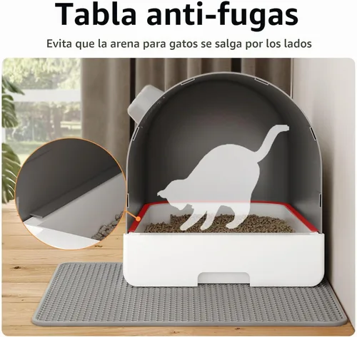 Vista 9 de Oneluck Caja de arena tipo cúpula, cajón tipo inodoro grande XL para gatos, cubierto a prueba de perros, con cuchara, alfombra, para control