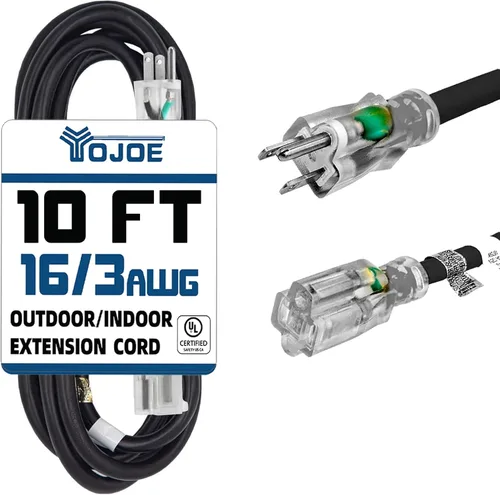 Vista 14 de YOJOE Cable de Extensión, Cable de Alimentación de 3 Clavijas 13A Resistente a la Intemperie, Cable de Extensión Marrón de Servicio Pesado Calibre