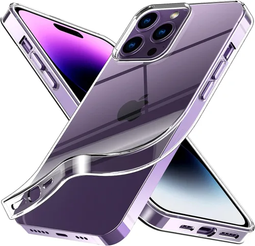 Vista 9 de Funda transparente para iPhone 14 Plus. Fundas protectoras de silicona TPU de plástico transparente para iPhone 14 Plus [agarre delgado y cómodo]