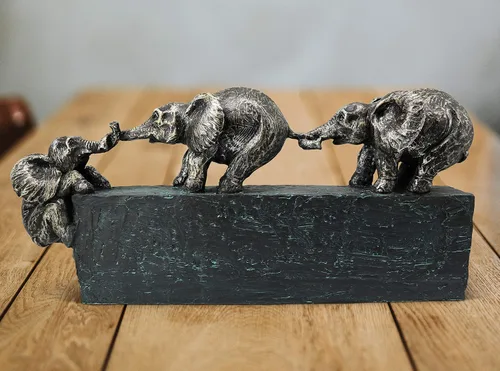 Vista 7 de Vaudagio Escultura "Family Ties" - Símbolo atemporal de la unión familiar y del equipo - Adorno de 17 pulgadas de largo - Estatua de elefante como