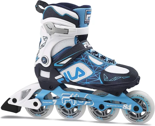 Vista 3 de FILA Legacy Pro 84 Fitness Inline Skates, for Women - 84mm Wheels Airflow Technology, ABEC 7 Bearings, High Cuff Support - Colors White/Blue and
